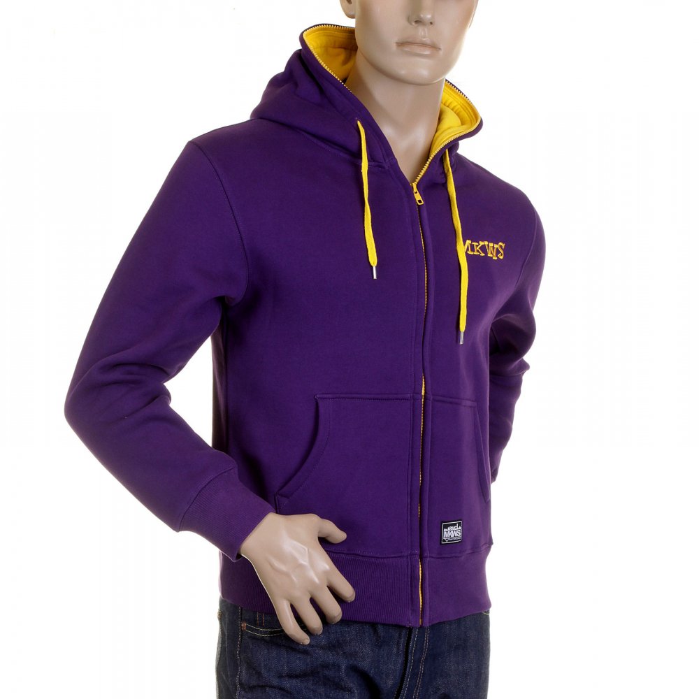 Purple Hooded Zipped Regular Fit Sweatshirt