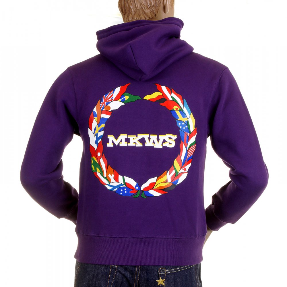 Purple Hooded Zipped Regular Fit Sweatshirt