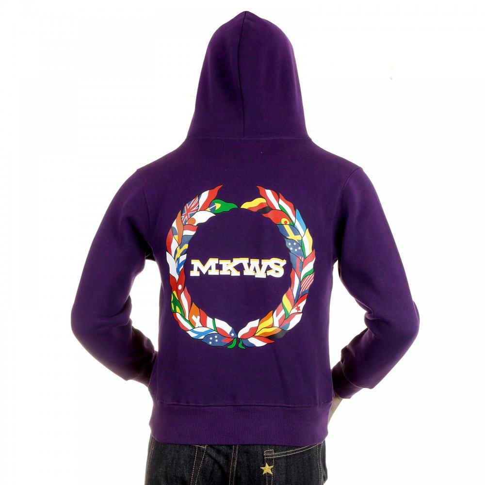 Purple Hooded Zipped Regular Fit Sweatshirt