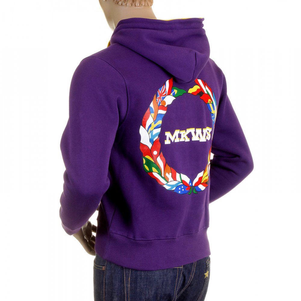Purple Hooded Zipped Regular Fit Sweatshirt