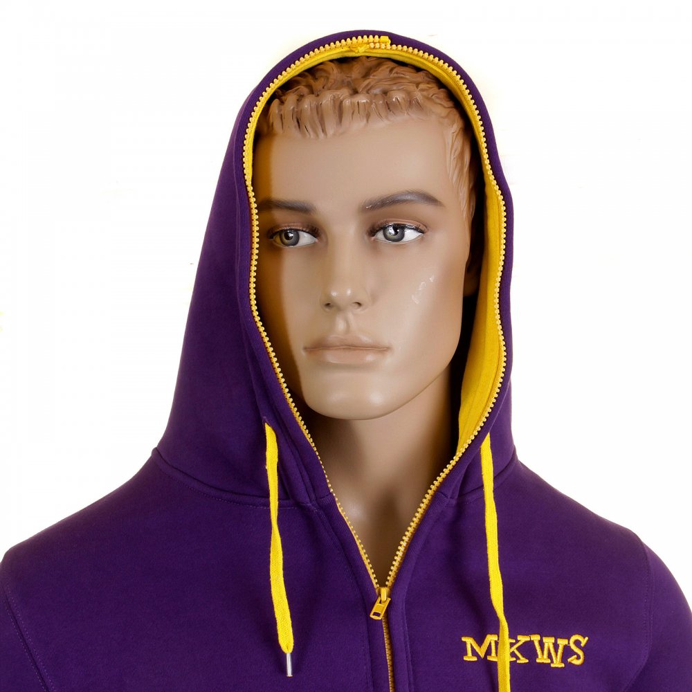 Purple Hooded Zipped Regular Fit Sweatshirt