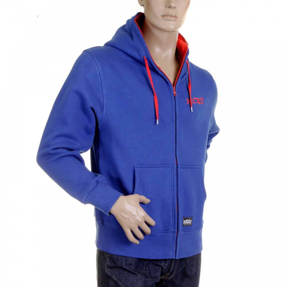 Royal Blue Hooded Zipped Regular Fit Sweatshirt