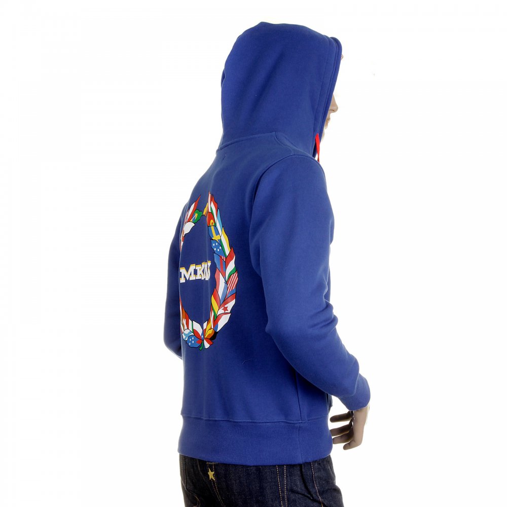 Royal Blue Hooded Zipped Regular Fit Sweatshirt