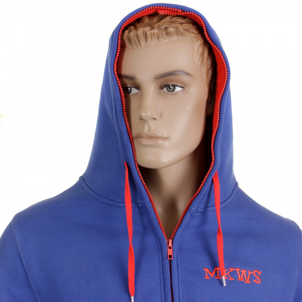 Royal Blue Hooded Zipped Regular Fit Sweatshirt