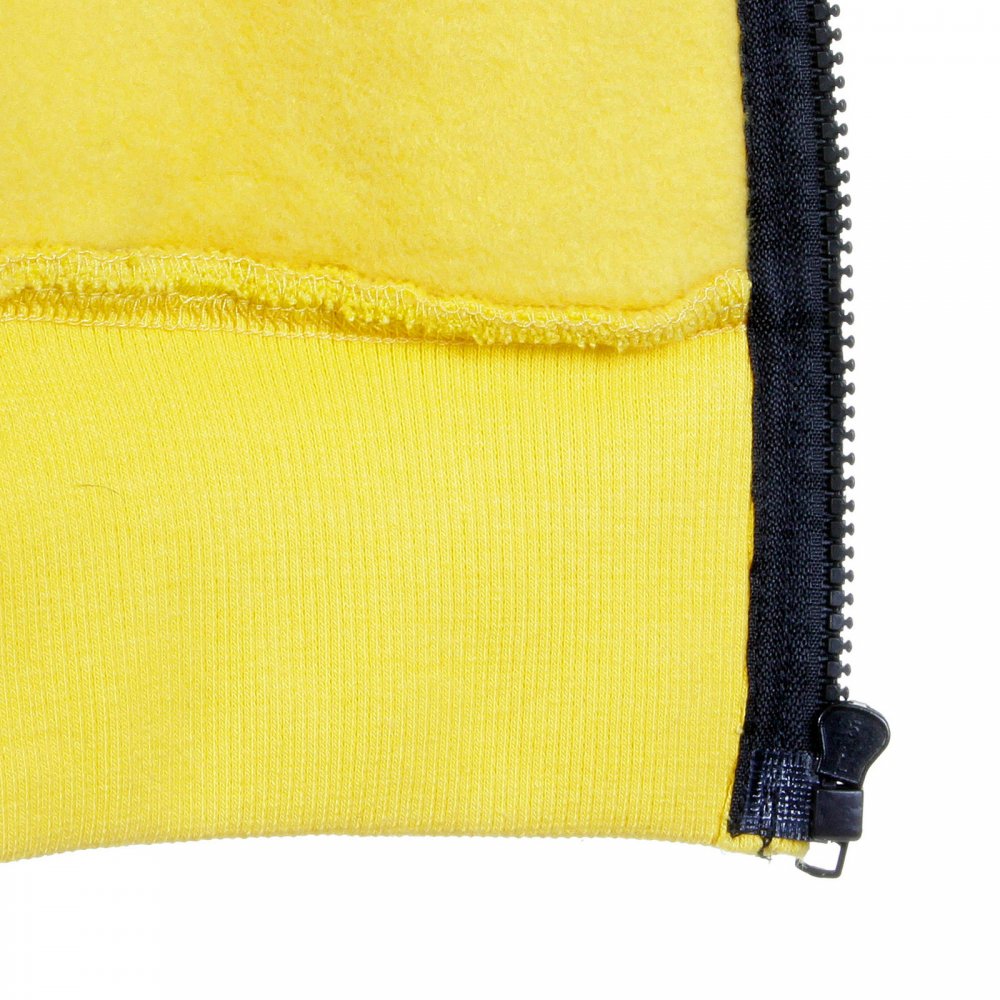 Yellow Hooded Zipped Regular Fit Sweatshirt