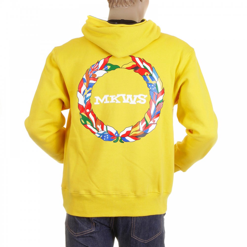Yellow Hooded Zipped Regular Fit Sweatshirt