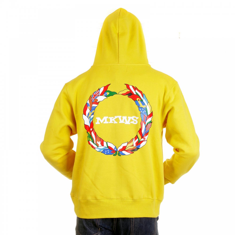 Yellow Hooded Zipped Regular Fit Sweatshirt