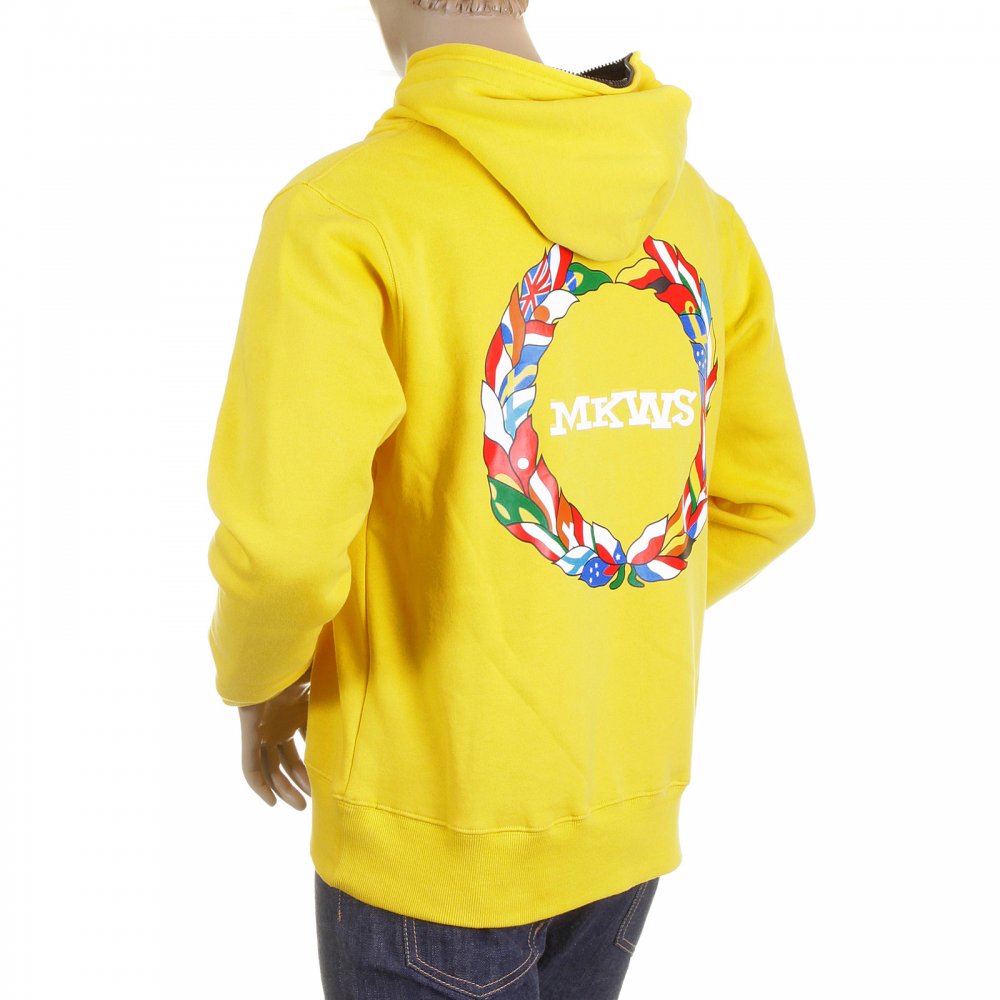 Yellow Hooded Zipped Regular Fit Sweatshirt