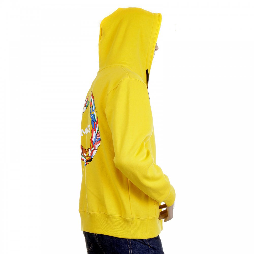 Yellow Hooded Zipped Regular Fit Sweatshirt