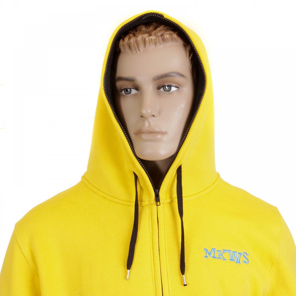 Yellow Hooded Zipped Regular Fit Sweatshirt
