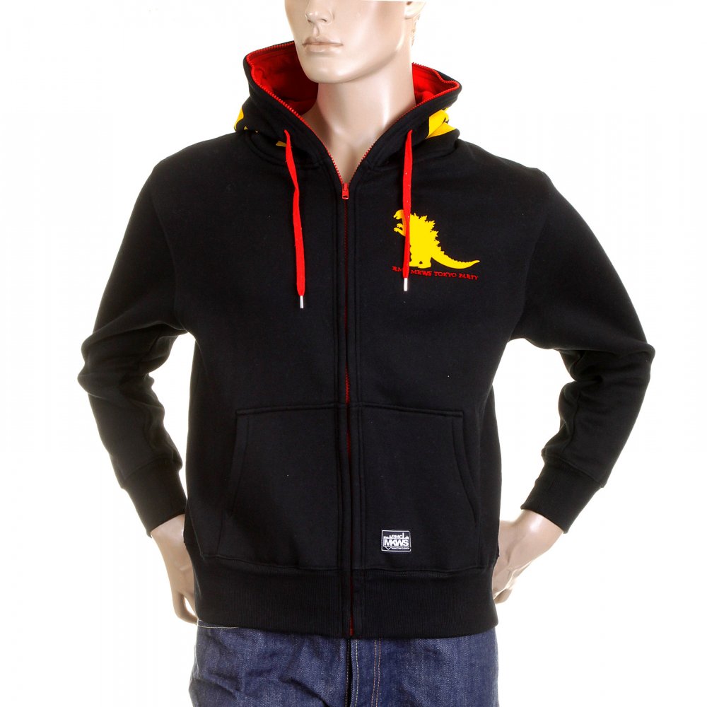 Black Godzilla Hooded Zipped Regular Fit Sweatshirt