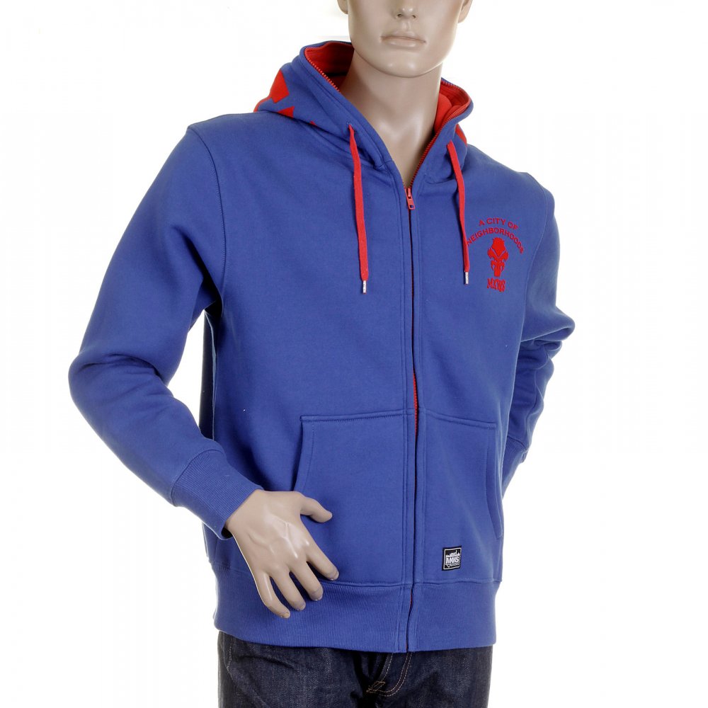 Mens Blue Empire Hooded Zipped Regular Fit Sweatshirt