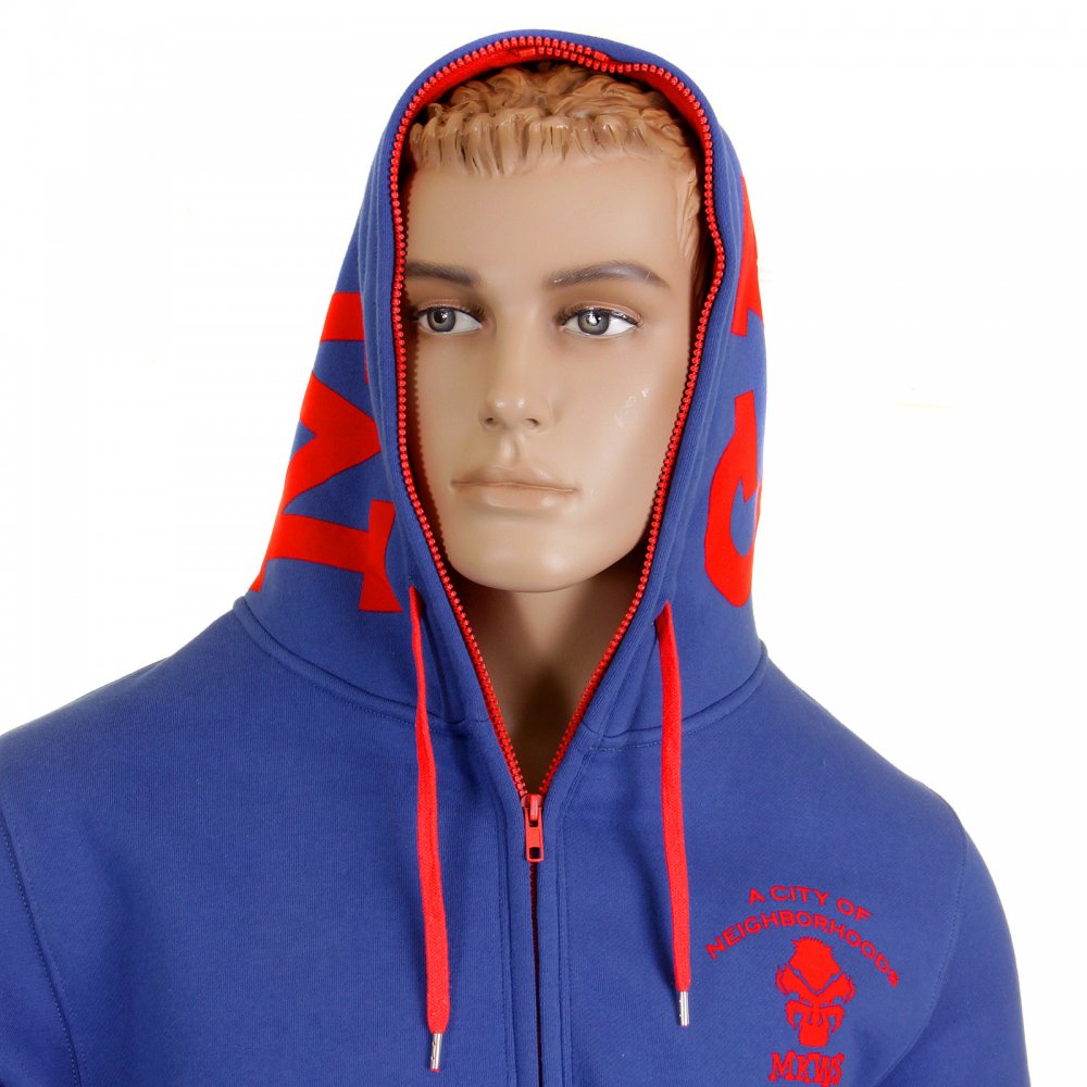 Mens Blue Empire Hooded Zipped Regular Fit Sweatshirt