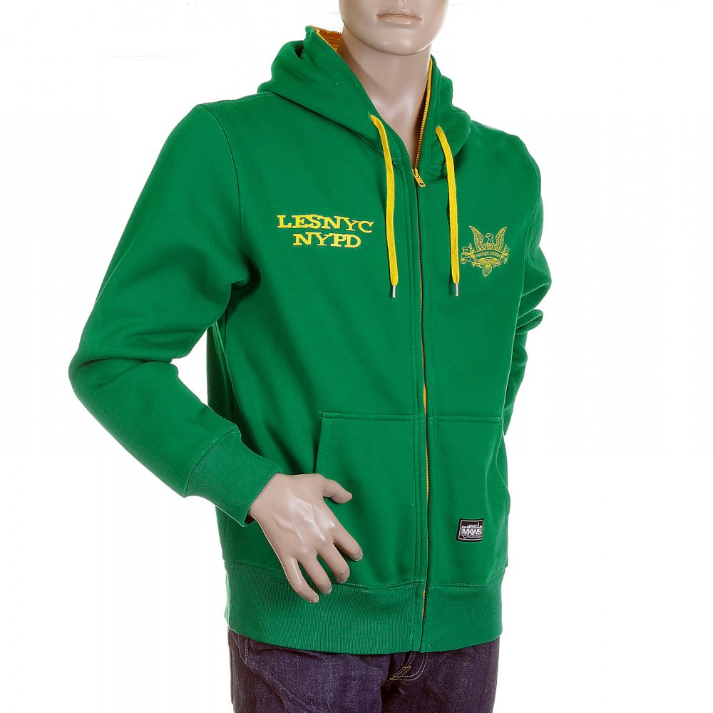Mens Kelly Green Hooded Zipped Regular Fit Sweatshirt