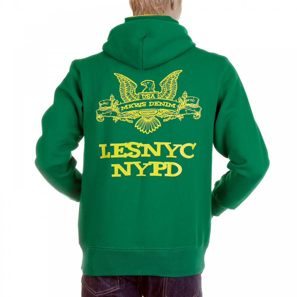 Mens Kelly Green Hooded Zipped Regular Fit Sweatshirt
