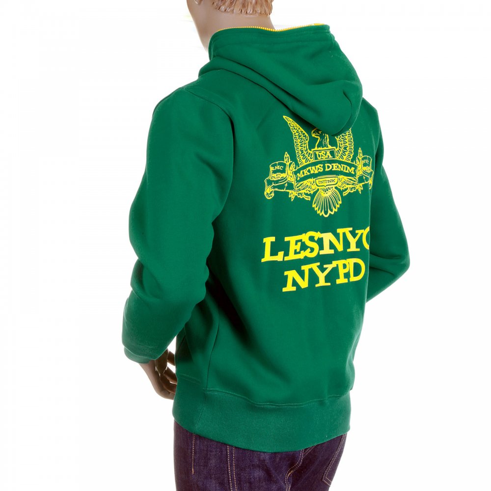 Mens Kelly Green Hooded Zipped Regular Fit Sweatshirt