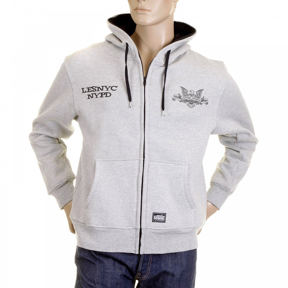 Marl Grey NYPD Hooded Zipped Regular Fit Sweatshirt