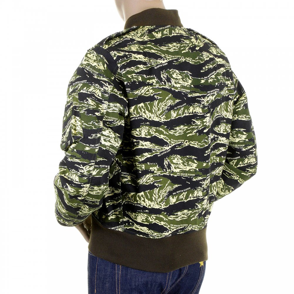 Mens Camouflage Green Zip Up Regular Fit Bomber Jacket
