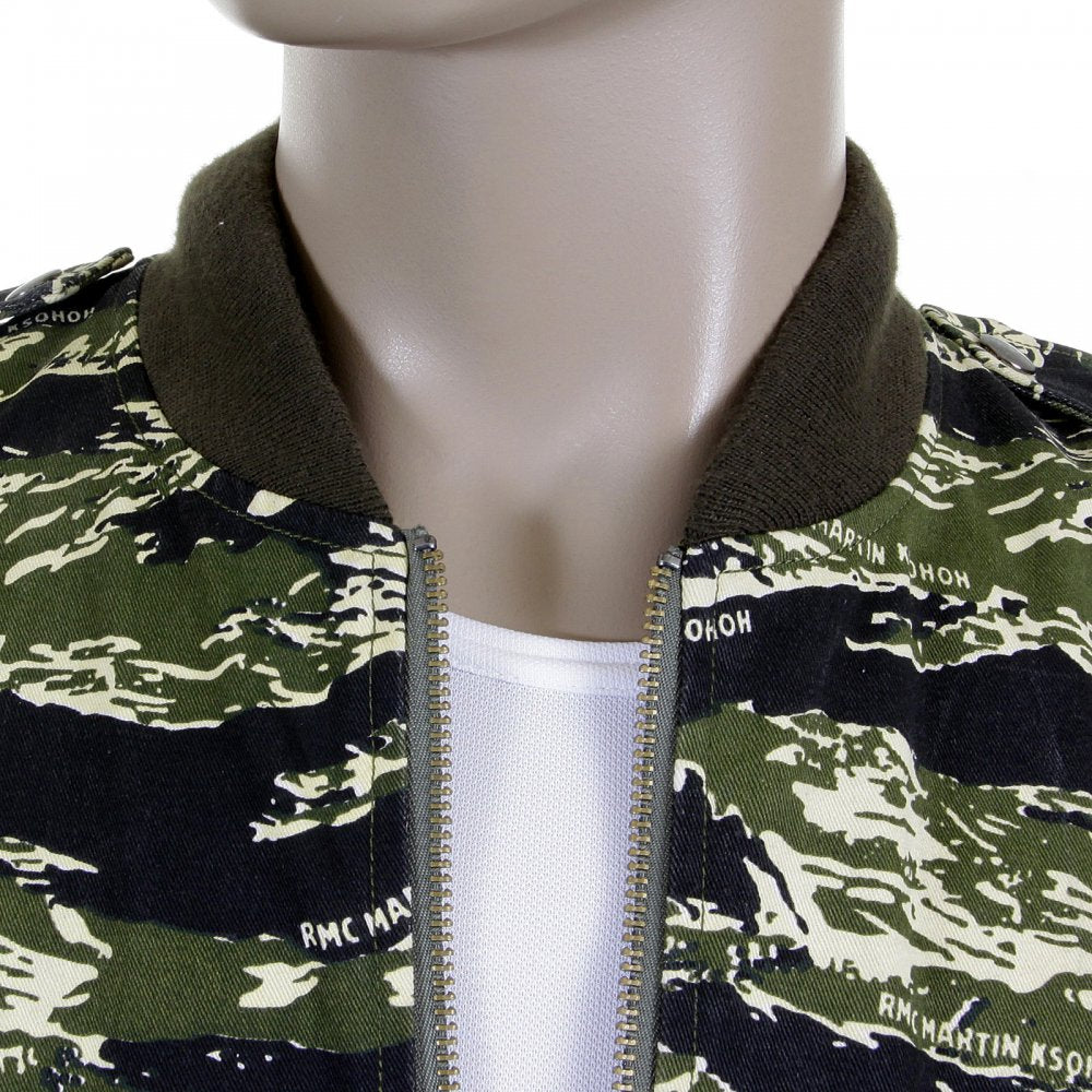 Mens Camouflage Green Zip Up Regular Fit Bomber Jacket
