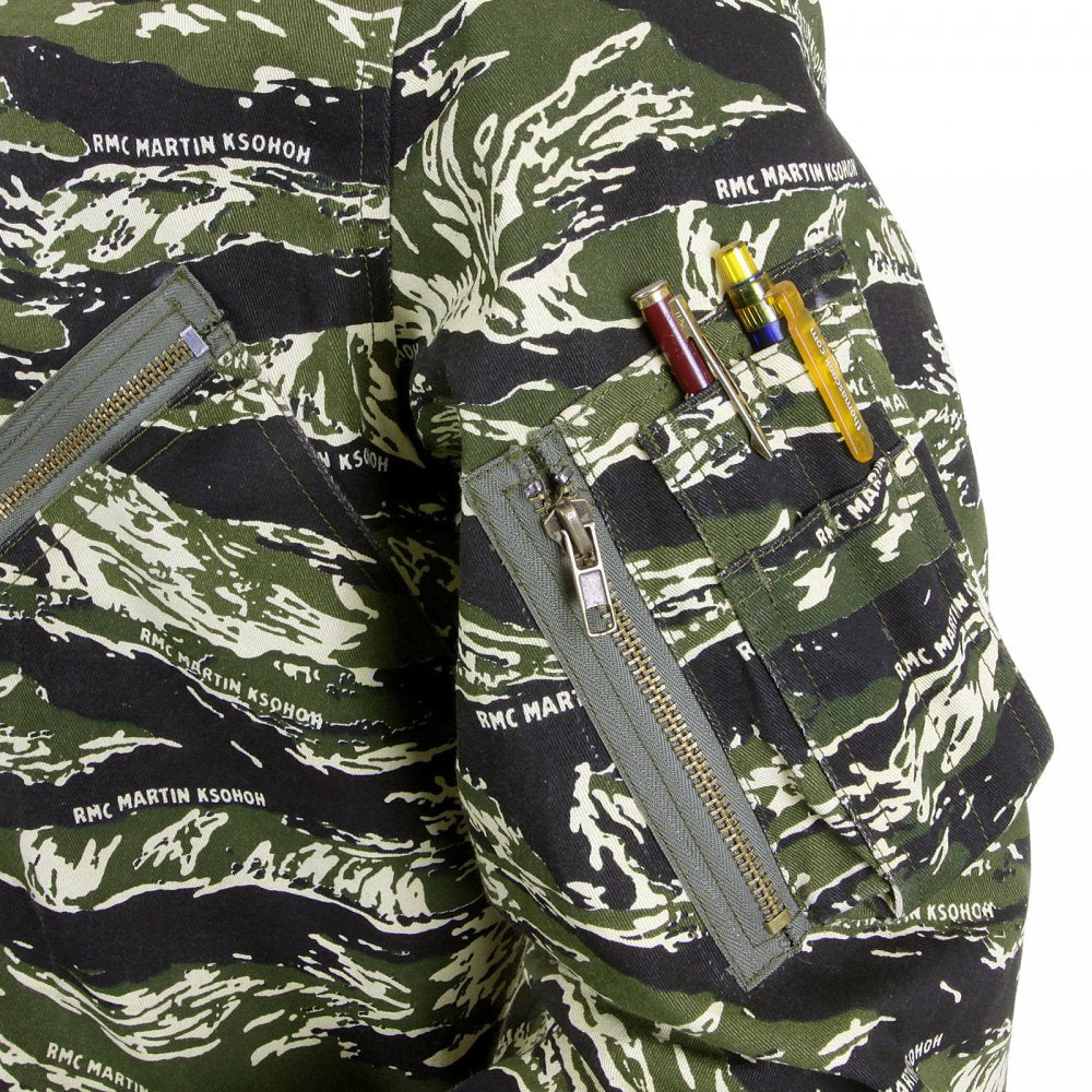 Mens Camouflage Green Zip Up Regular Fit Bomber Jacket