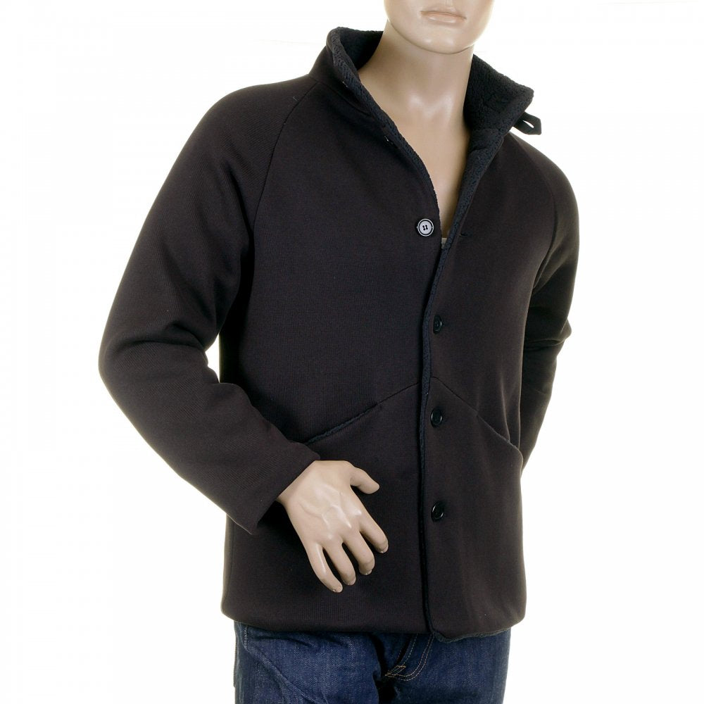 Mens Black Button up Regular Fit Jacket with fleece line