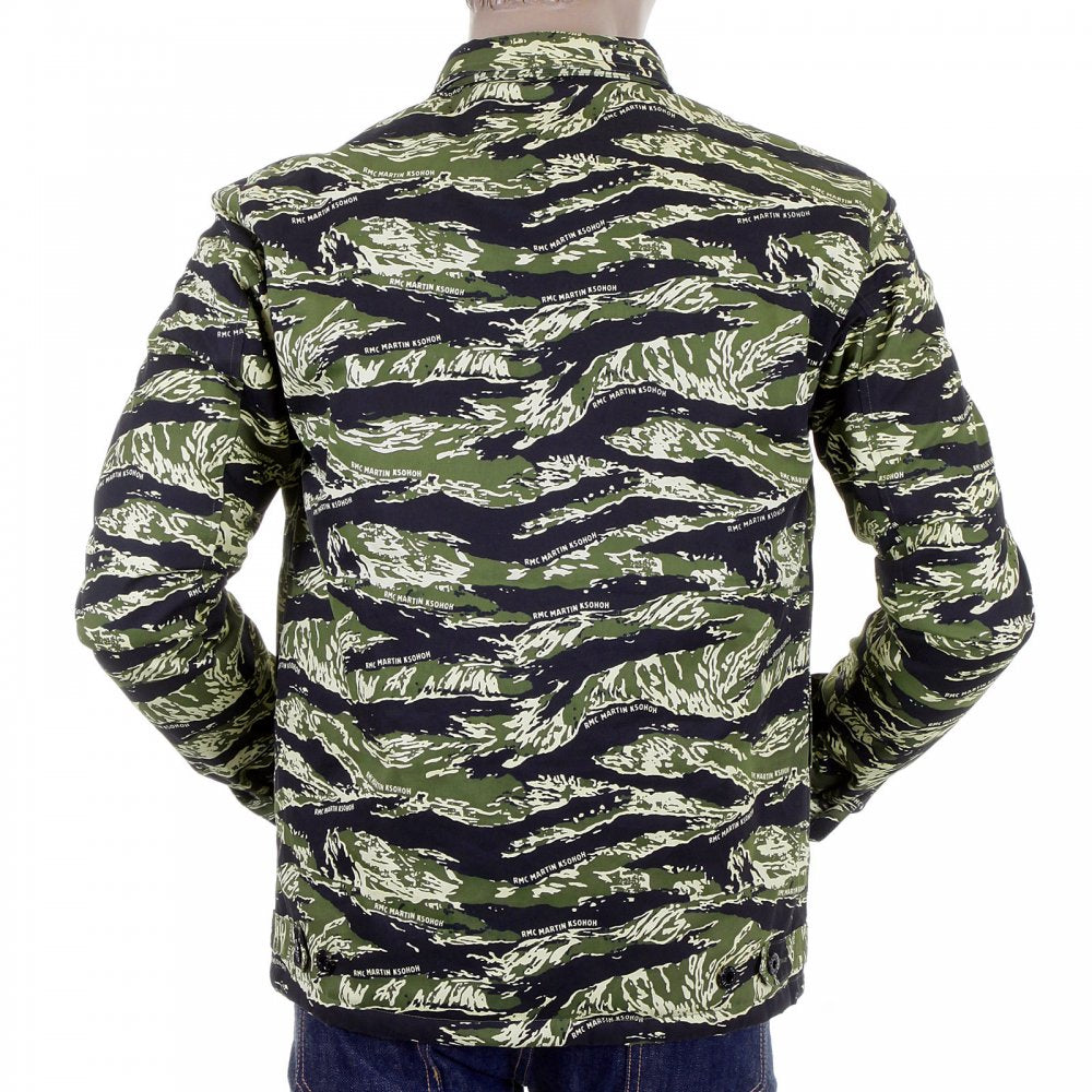 Mens Tiger Camo Green Zip Up Regular Fit Field Jacket