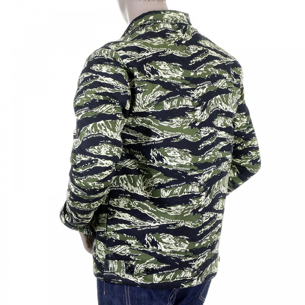Mens Tiger Camo Green Zip Up Regular Fit Field Jacket