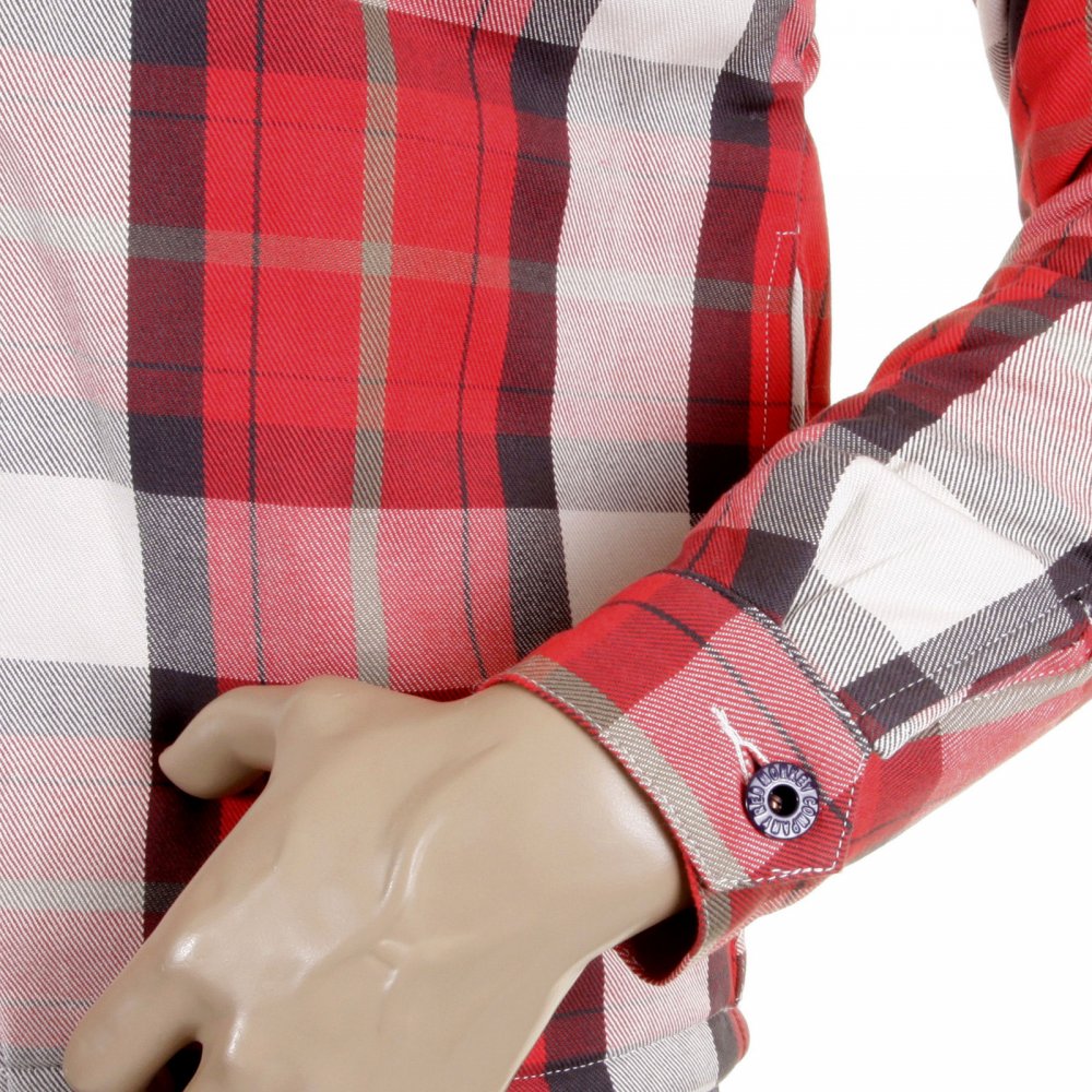 Mens Padded Red Check Regular Fit Zip Up Jacket