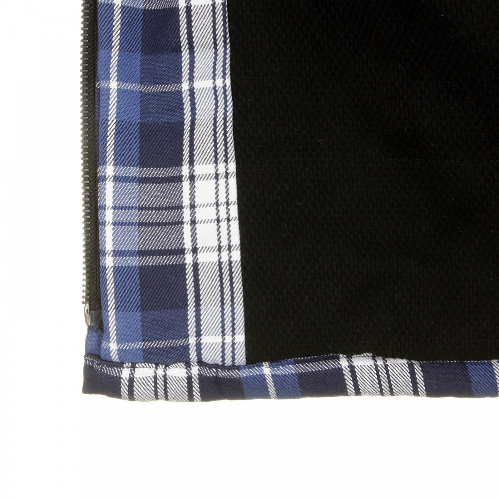 Mens Padded Blue Check Regular Fit Zip Up Jacket