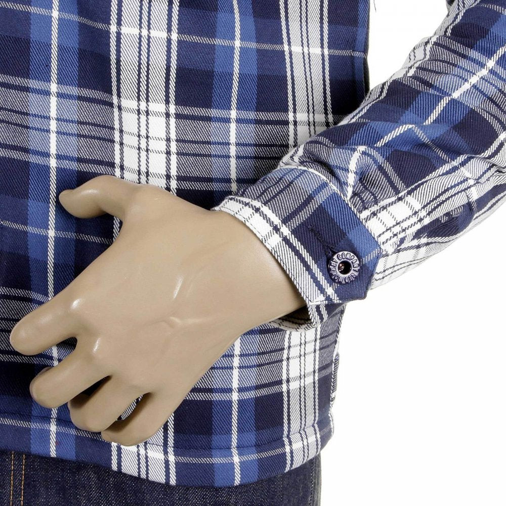 Mens Padded Blue Check Regular Fit Zip Up Jacket
