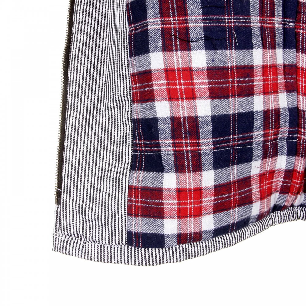 Mens Padded Black And White Striped Regular Fit Zip Up Jacket