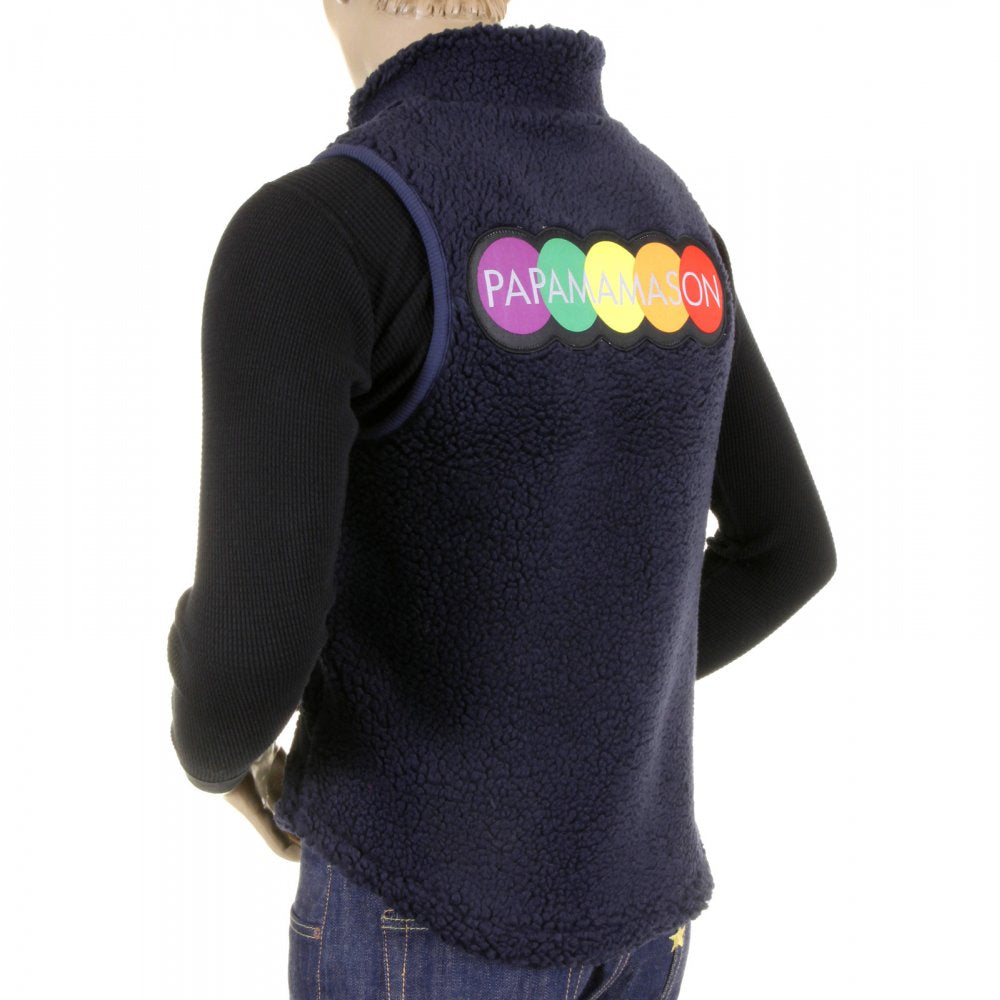 Mens Navy Plush Fleece Zip Up Sleeveless Regular Fit Vest Gilet