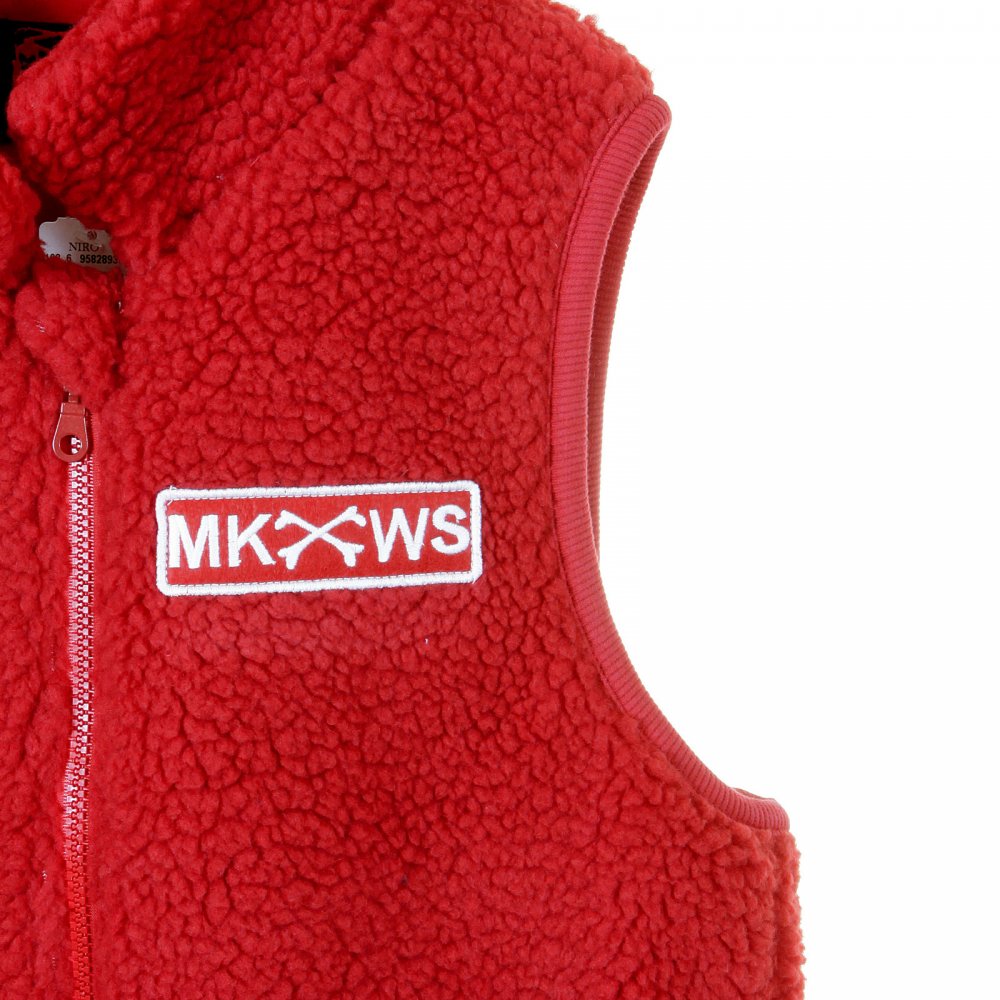 Mens Red Plush Fleece Zip Up Sleeveless Regular Fit Vest Gilet