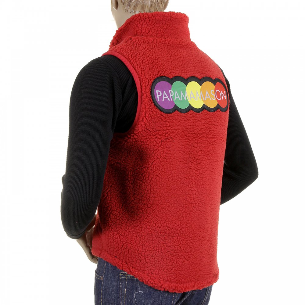 Mens Red Plush Fleece Zip Up Sleeveless Regular Fit Vest Gilet