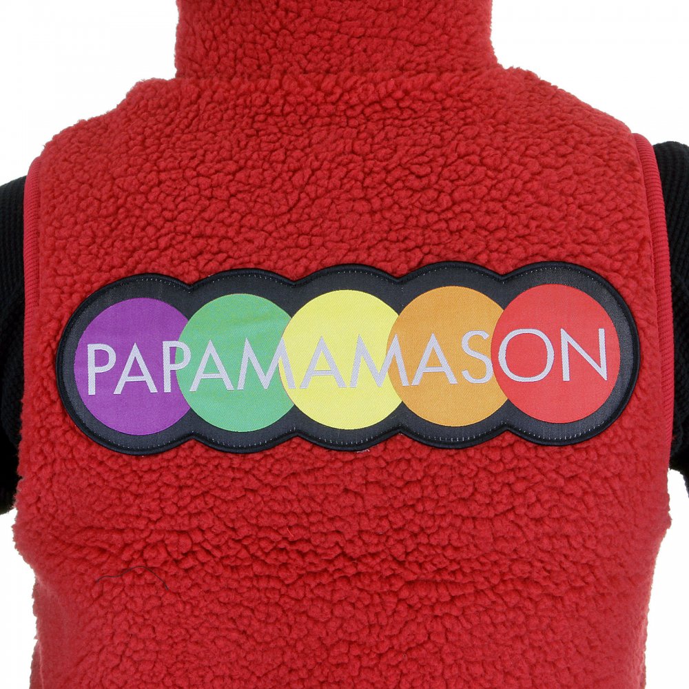 Mens Red Plush Fleece Zip Up Sleeveless Regular Fit Vest Gilet