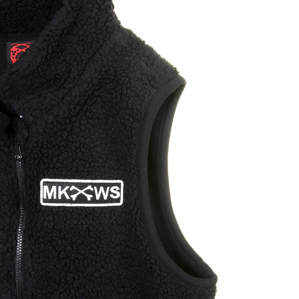 Mens Black Plush Fleece Zip Up Sleeveless Regular Fit Vest Gillett