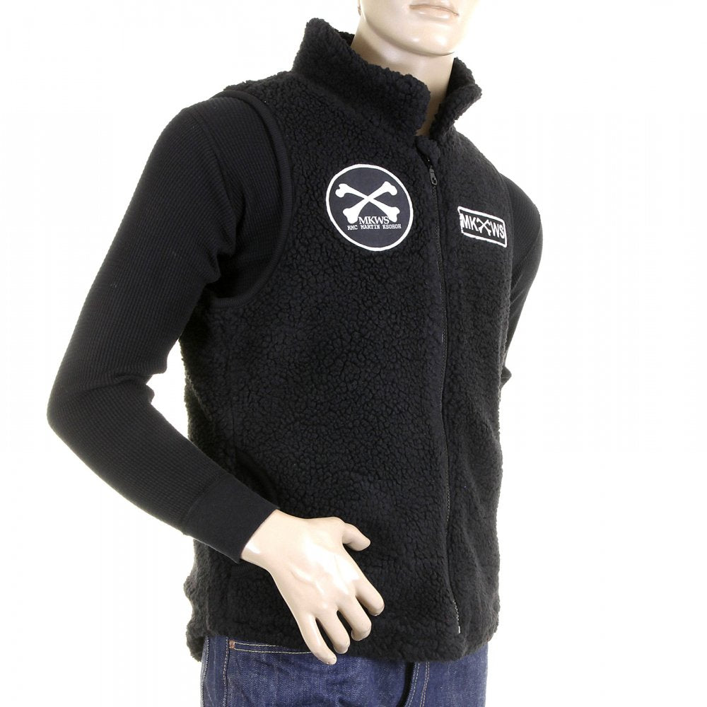 Mens Black Plush Fleece Zip Up Sleeveless Regular Fit Vest Gillett