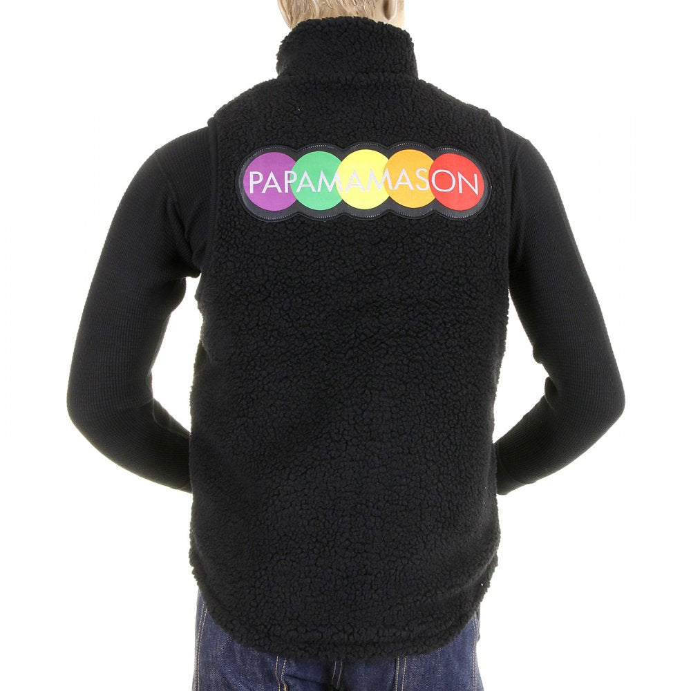 Mens Black Plush Fleece Zip Up Sleeveless Regular Fit Vest Gillett