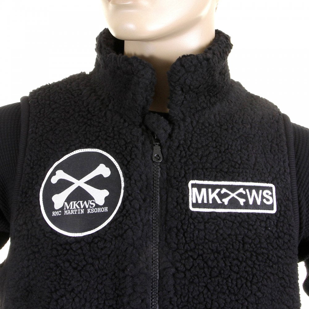 Mens Black Plush Fleece Zip Up Sleeveless Regular Fit Vest Gillett