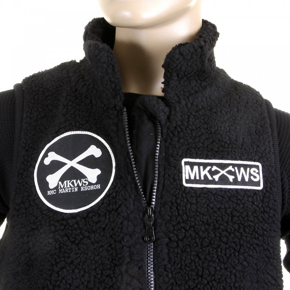 Mens Black Plush Fleece Zip Up Sleeveless Regular Fit Vest Gillett