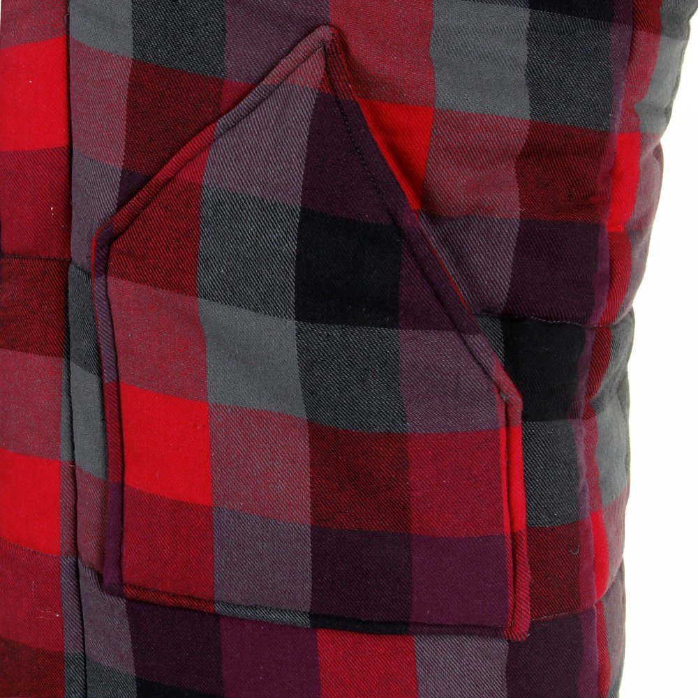 Mens Down Filled Red Check Regular Fit Padded Gilet