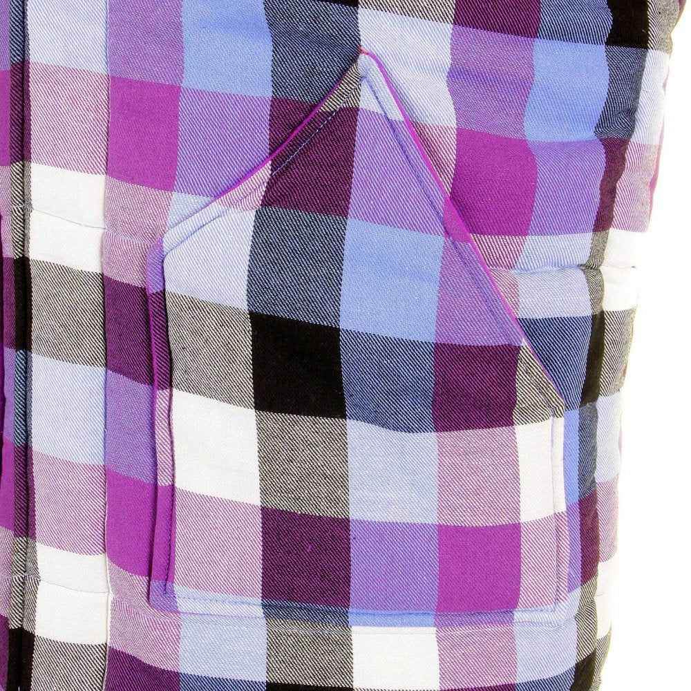 Mens Down Filled Purple and Blue Check Regular Fit Padded Gilet