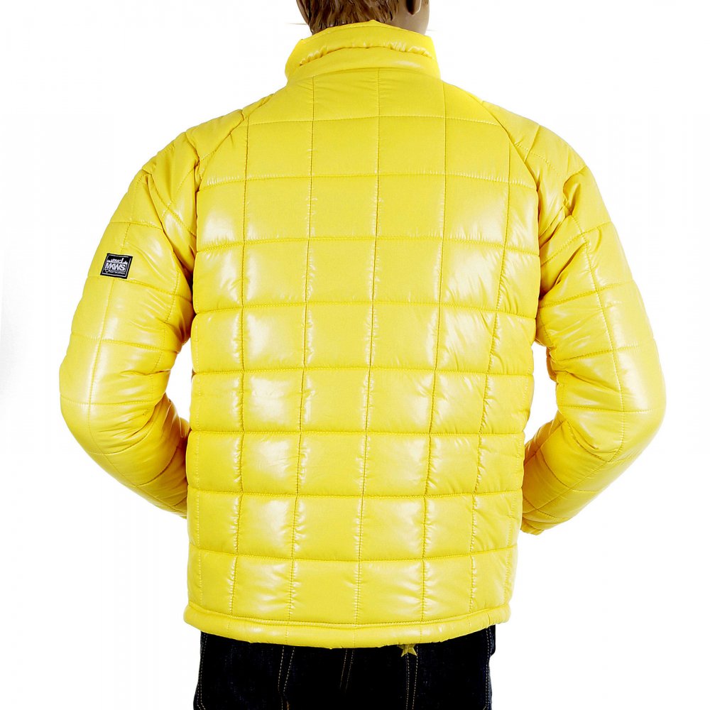 Mens Yellow Nylon Zip Up Down Filled Regular Fit Quilted Jacket
