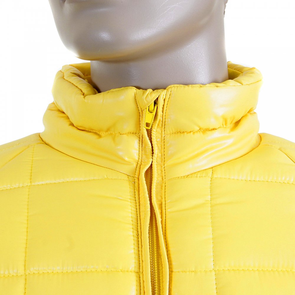 Mens Yellow Nylon Zip Up Down Filled Regular Fit Quilted Jacket