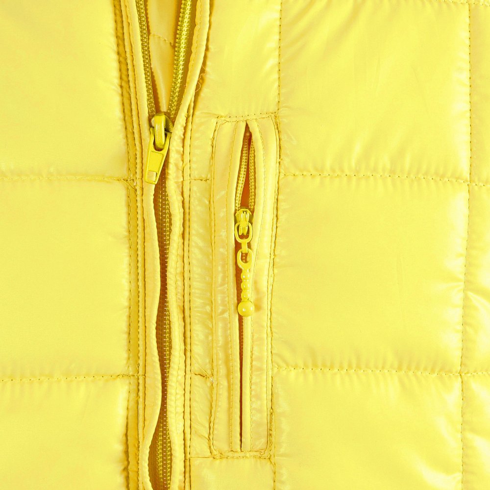 Mens Yellow Nylon Zip Up Down Filled Regular Fit Quilted Jacket