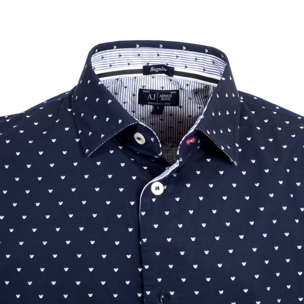 Buy Mens 100% Cotton Navy Regular Fit Long Sleeve Shirt