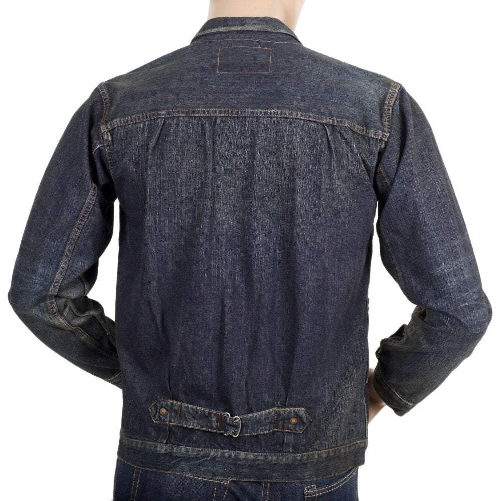 Dark Hard Wash Denim Fiction Romance 1930s Vintage Cut Larger Fit Work Jacket for Men SC12240H