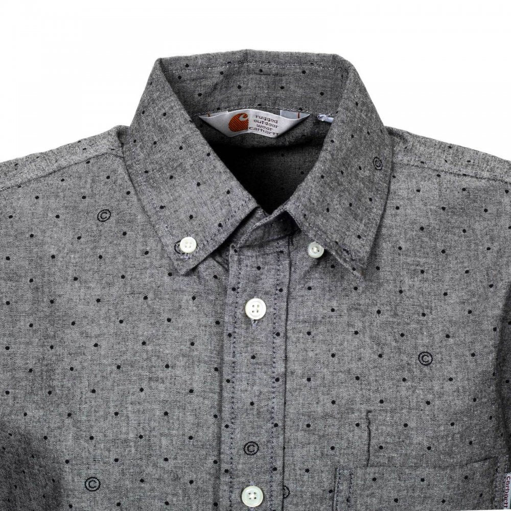 Mens 100% Cotton Slim Fit Long Sleeve Button Down Collar Dove Grey Chambray Shirt
