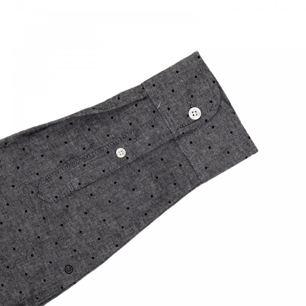 Mens 100% Cotton Slim Fit Long Sleeve Button Down Collar Dove Grey Chambray Shirt