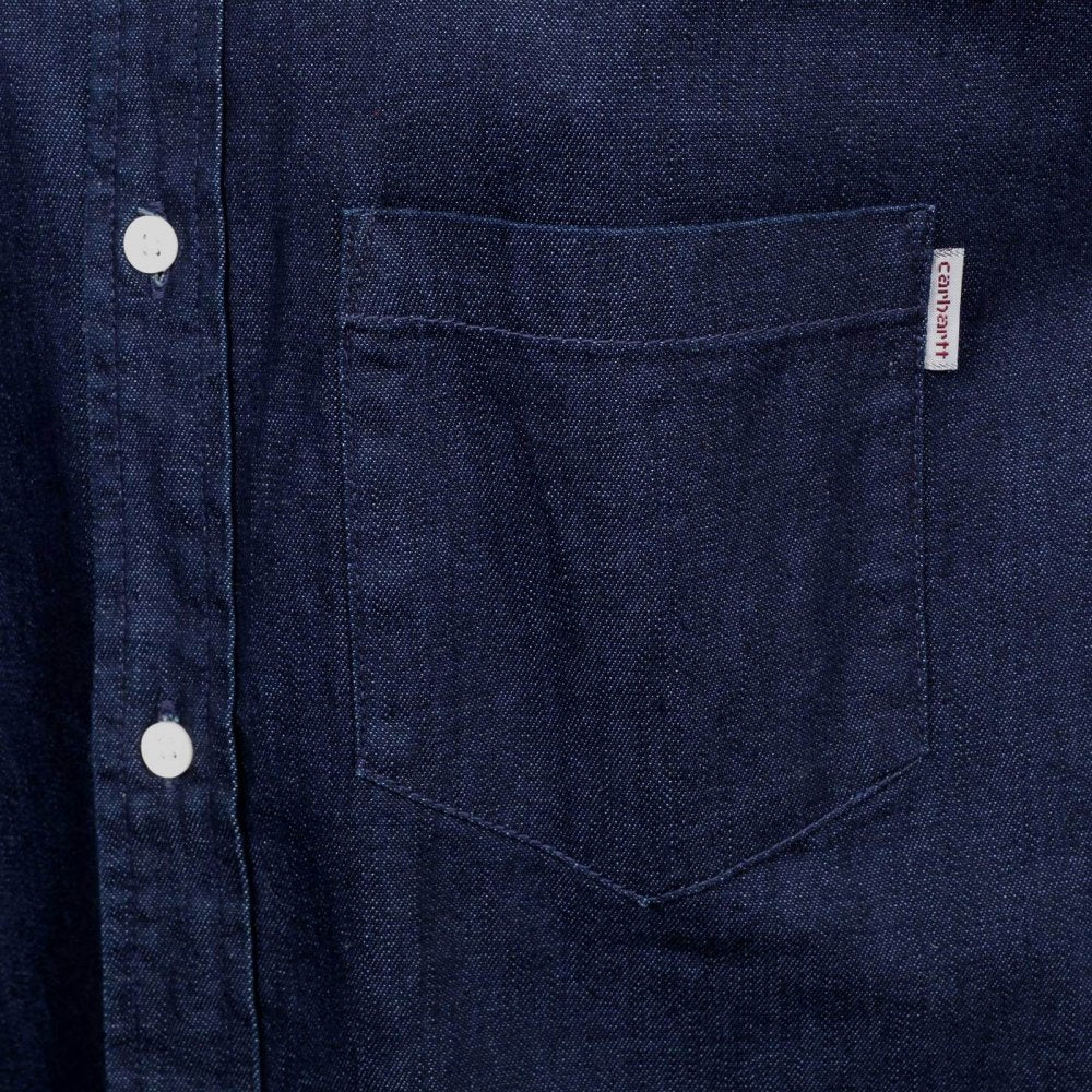 Civil Blue Rinsed Mens Cotton Long Sleeve Button Down Collar Slim Fit Shirt